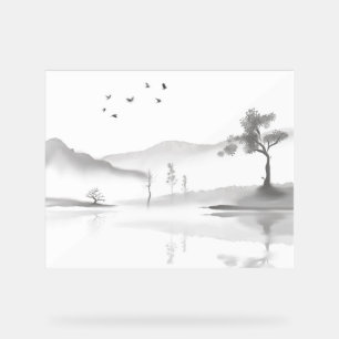 Japanse landschapsachtergrond acryl bord