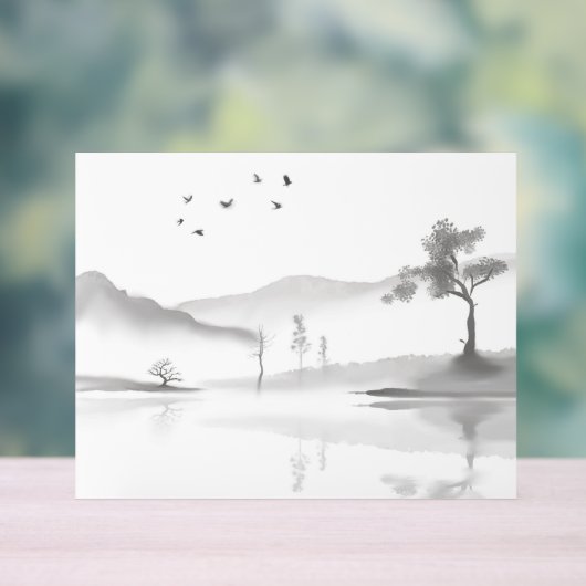 Japanse landschapsachtergrond acryl bord (Neutraal)