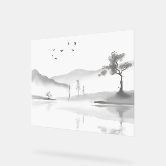 Japanse landschapsachtergrond acryl bord (Hoek)