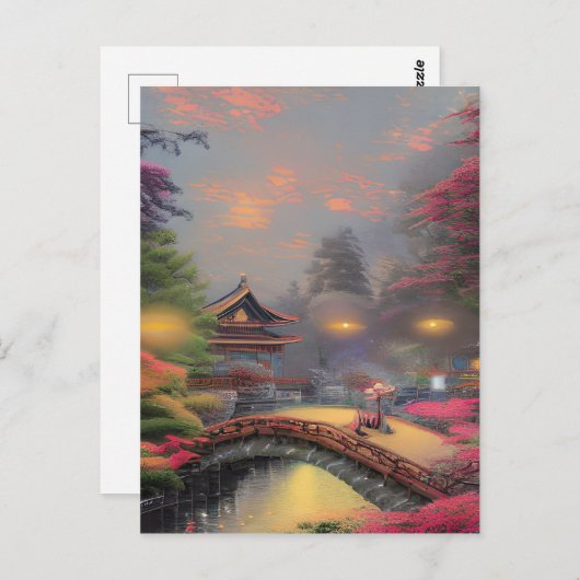 Japanse landschapsafbeelding briefkaart (Voorkant / Achterkant)