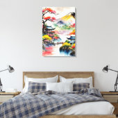 Japanse landschapsinktenschildering canvas afdruk (Insitu (Slaapkamer))