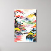 Japanse landschapsinktenschildering canvas afdruk (Voorkant)