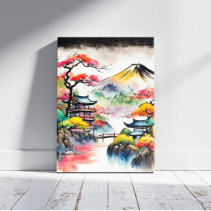 Japanse landschapsinktenschildering canvas afdruk