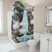 Japanse landschapskers bloesems en watervallen douchegordijn (In situ)