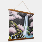 Japanse landschapskers bloesems en watervallen hangend wandkleed (Gebogen)