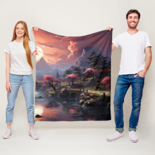 Japanse landschapskunst fleece deken