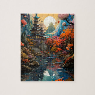 Japanse landschapspuzzel legpuzzel