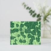 Japanse Leaf Print, Emerald and Lime Green Briefkaart (Staand voorkant)