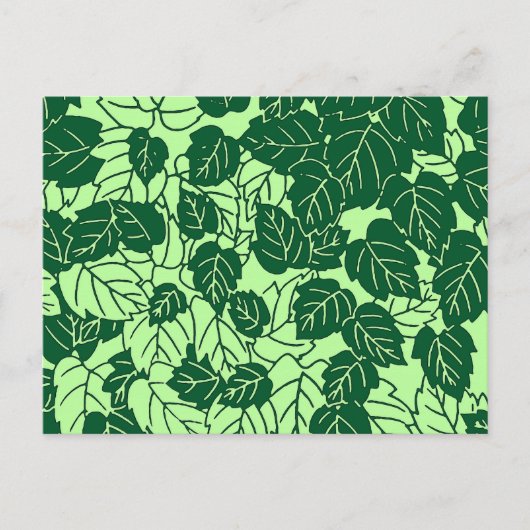 Japanse Leaf Print, Emerald and Lime Green Briefkaart (Voorkant)
