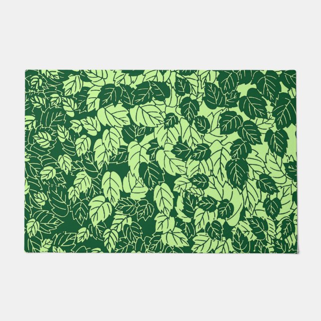 Japanse Leaf Print, Emerald and Lime Green Deurmat (Voorkant)