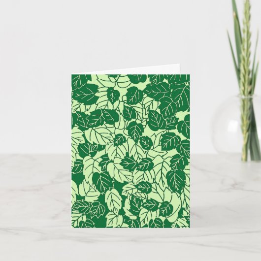 Japanse Leaf Print, Emerald and Lime Green Kaart (Voorkant)