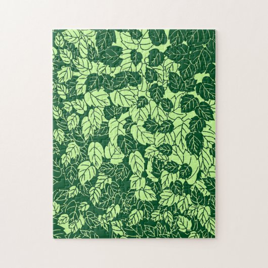 Japanse Leaf Print, Emerald and Lime Green Legpuzzel (Verticaal)