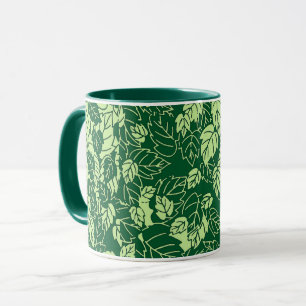 Japanse Leaf Print, Emerald and Lime Green Mok