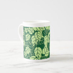 Japanse Leaf Print, Emerald and Lime Green Porselein Kop