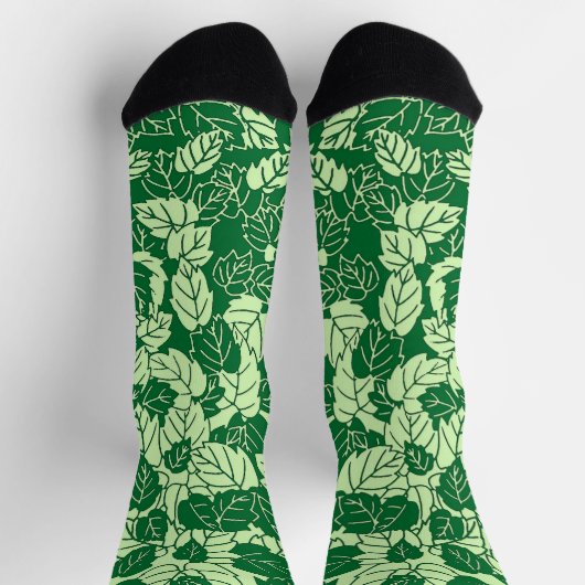 Japanse Leaf Print, Emerald and Lime Green Sokken (Top)