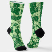 Japanse Leaf Print, Emerald and Lime Green Sokken (Gebogen)