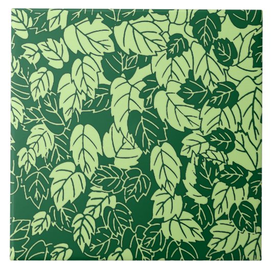 Japanse Leaf Print, Emerald and Lime Green Tegeltje (Voorkant)