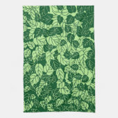 Japanse Leaf Print, Emerald and Lime Green Theedoek (Verticaal)