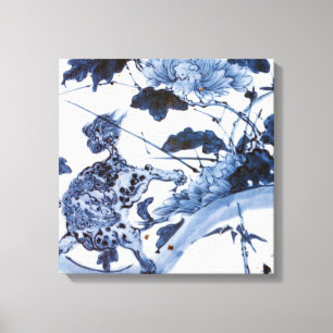  Japanse leeuw en pony Canvas Afdruk