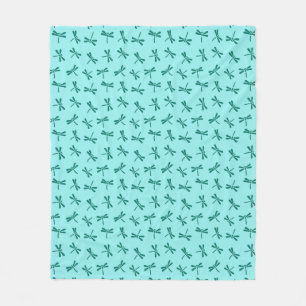 Japanse Libelpatroon, Turquoise en Aqua Fleece Deken