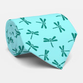 Japanse Libelpatroon, Turquoise en Aqua Stropdas (Opgerold)
