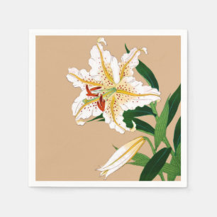 Japanse Liliy. Wit, groen en beige Servetten