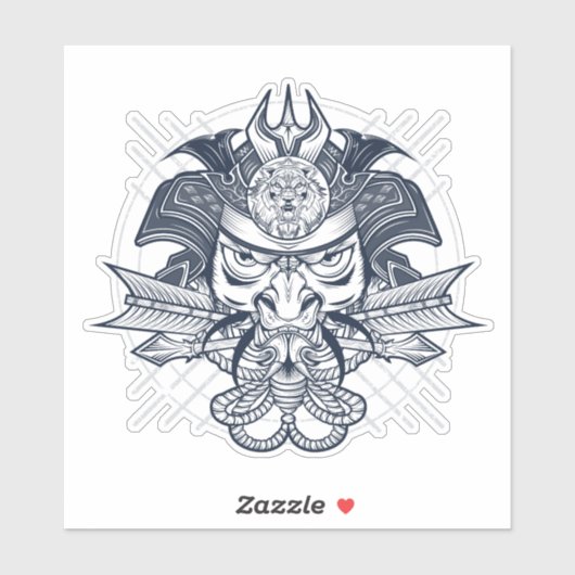 Japanse Lion Samurai Emblem Sticker (Vel)