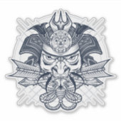 Japanse Lion Samurai Emblem Sticker (Voorkant)