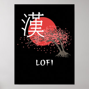 Japanse Lofi Hip Hop Kanji Cherry Blossom Lofi Poster