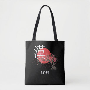 Japanse Lofi Hip Hop Kanji Cherry Blossom Lofi Tote Bag