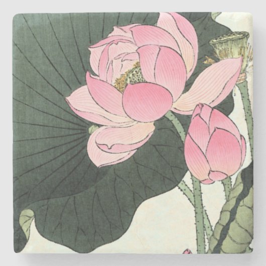  Japanse Lotus Flower Stenen Onderzetter (Voorkant)