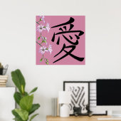 Japanse Love Kanji Symbol Poster (Thuiskantoor)
