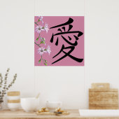 Japanse Love Kanji Symbol Poster (Keuken)
