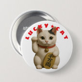 Japanse Lucky Cat Charm Ronde Button 7,6 Cm (Voorkant /achterkant)