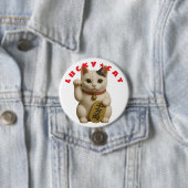 Japanse Lucky Cat Charm Ronde Button 7,6 Cm (In situ)