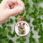 Japanse Lucky Cat Charm Sleutelhanger (Hand)