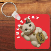 Japanse Lucky Cat Charm Sleutelhanger (Voorkant)