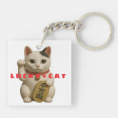 Japanse Lucky Cat Charm Sleutelhanger (Achterkant)