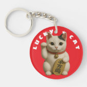Japanse Lucky Cat Charm Sleutelhanger (Voorkant)