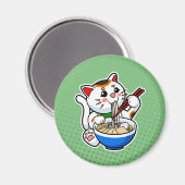Japanse Lucky Cat Feast op Ramen Magneet (Voorkant / Achterkant)