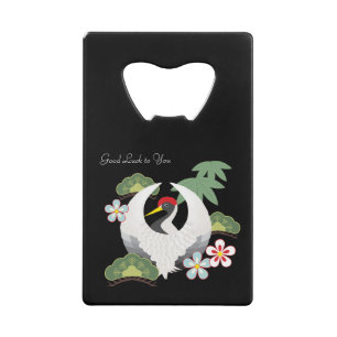 Japanse Lucky Symbols White Crane Celebration Creditkaart Flessenopener