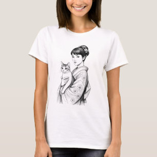 Japanse Maagd en Haar Kat T-shirt