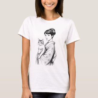 Japanse Maagd en Haar Kat T-shirt