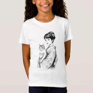 Japanse maagd en haar kat t-shirt
