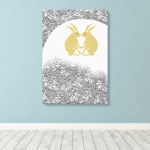 Japanse maan en konijnen canvas afdruk (Insitu (Houten vloer))