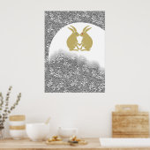 japanse maan en konijnen poster (Keuken)