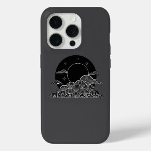 Japanse Maan Golf Minimalistische Zwart Witte iPho iPhone 15 Pro Case