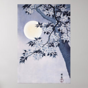 Japanse Maan Kersenbloesem Kunst  Vintage Sakura Poster