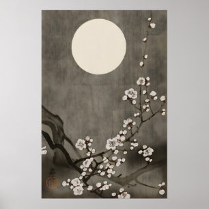 Japanse Maan Kersenbloesem Muur Kunst Print