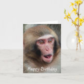 Japanse Macaque Monkey Birthday Card Kaart (Gele Bloem)